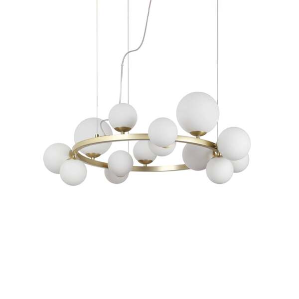  Ideal Lux Ideal Lux Perlage Hanging Light, Brass/white, 14-light, ø 85 Cm 