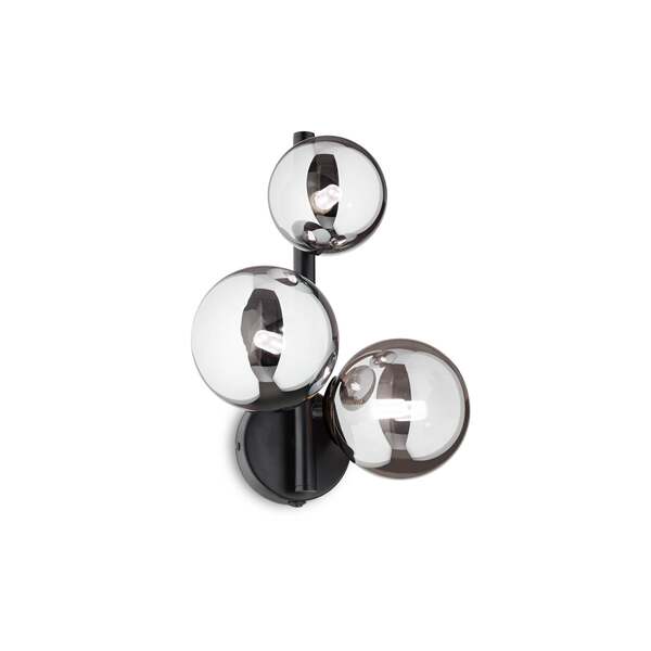  Ideal Lux Ideal Lux Perlage Wall Lamp, Black/smoke Grey, 3-bulb 