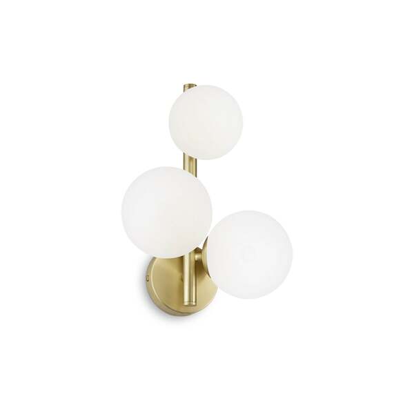  Ideal Lux Ideal Lux Perlage Wall Lamp, Brass/white, 3-bulb 