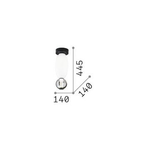  Ideallux Ideallux Ideal Lux Led Ceiling Lamp Lumiere-1, Opal/grey Glass, Black 