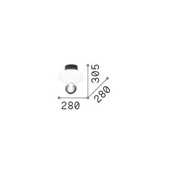  Ideallux Ideallux Ideal Lux Led Ceiling Lamp Lumiere-2, Opal/grey Glass, Black 