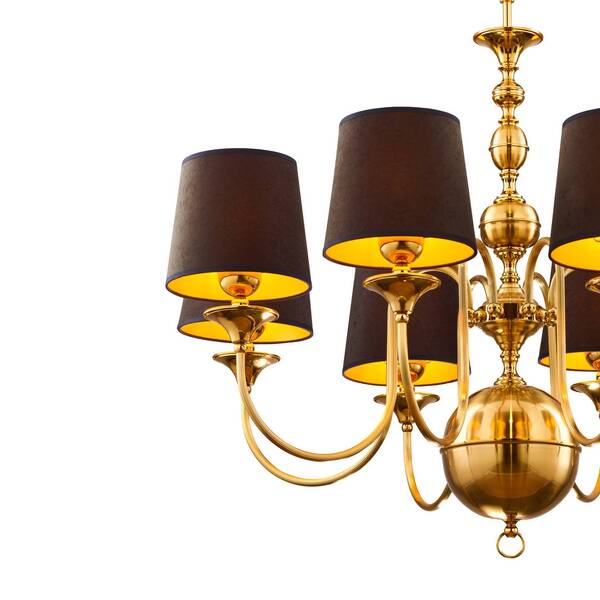  Jupiter Jupiter Baranio Chandelier, Brass-coloured/black, ø 100 Cm, 8-bulb 