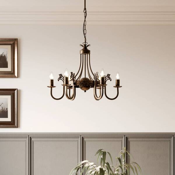  Jupiter Jupiter Castle Chandelier, Dark Hand-patinated, 6-bulb 