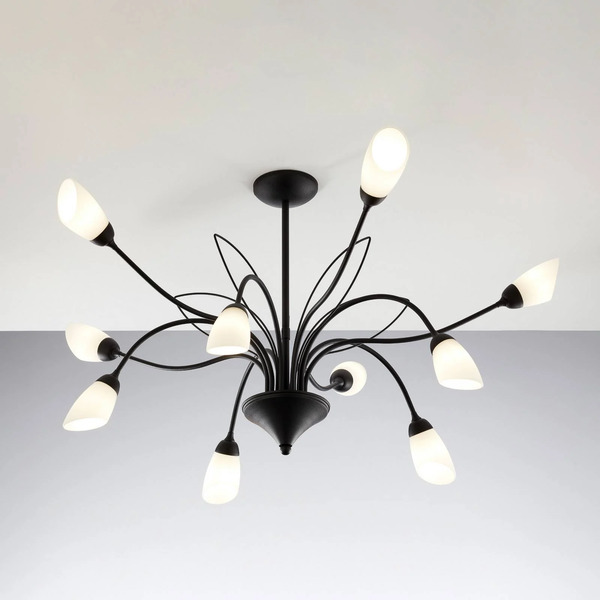  Jupiter Jupiter Gloriosa Ceiling Light, Glass, Black, 10-bulb 