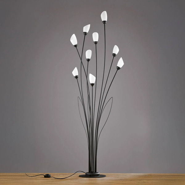  Jupiter Jupiter Gloriosa Floor Lamp, Black, Glass, 9-bulb 