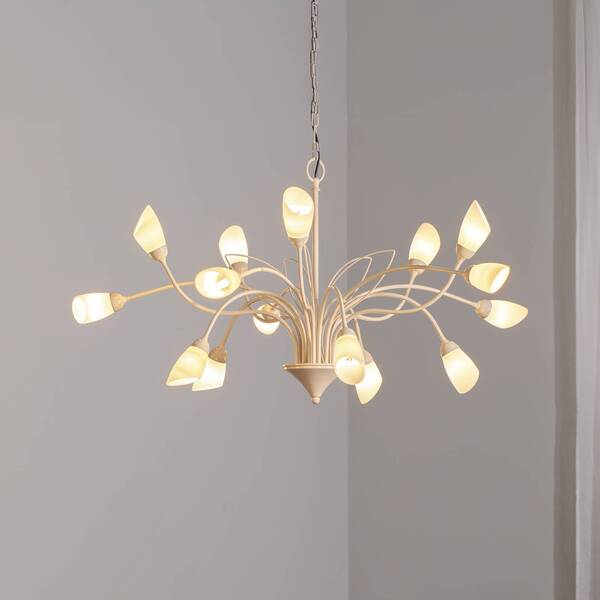  Jupiter Jupiter Gloriosa Pendant Light, Cream-coloured Glass, 15 Lights 