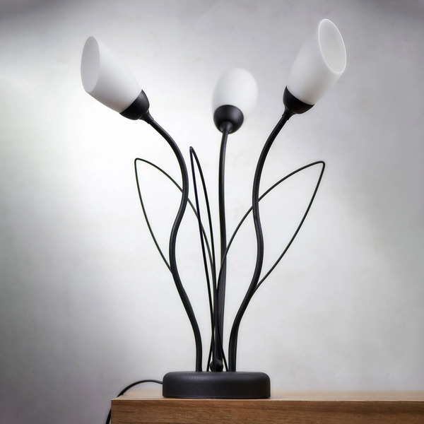  Jupiter Jupiter Gloriosa Table Lamp, Black, Glass, 3-bulb 