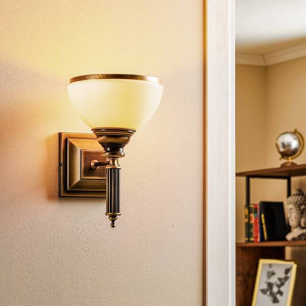  Jupiter Jupiter Petro Wall Light, Antique With Glass Shade 