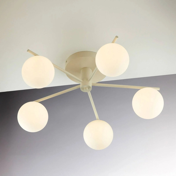  Jupiter Jupiter Prato Ceiling Light, Cream, Glass, 5-bulb 