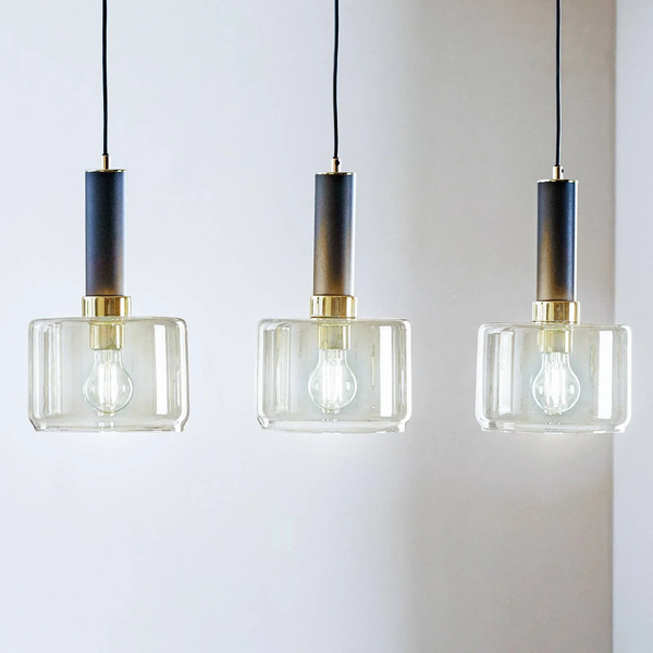  Jupiter Jupiter Viva Hanging Light, Smoke/black/brass, 3-bulb 