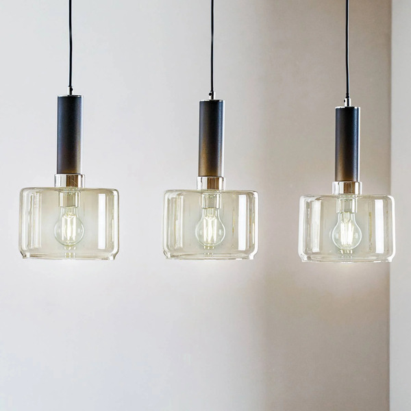  Jupiter Jupiter Viva Pendant Light, Smoke/black/chrome, 3-bulb 