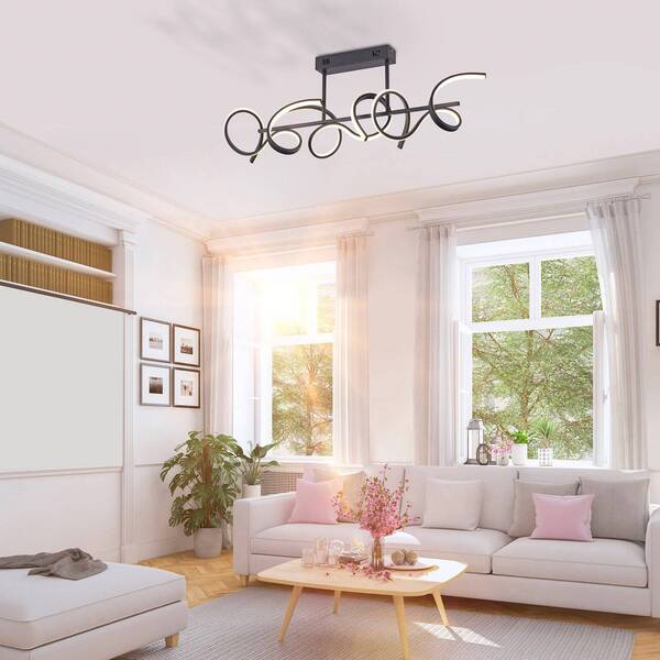  Just Light. Gmbh Just Light. Gmbh Curls Led Ceiling Lamp, Black, Metal, 82 Cm Long, Dimmable 