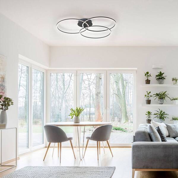  Just Light. Gmbh Just Light. Gmbh Ivanka Led Ceiling Light, Three Rings, Black 