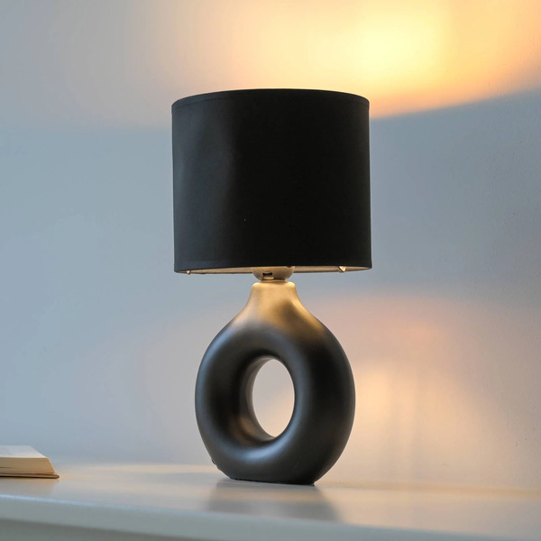  Just Light. Gmbh Just Light. Gmbh Just Light. Carara Table Lamp, Ceramic Base, Black 