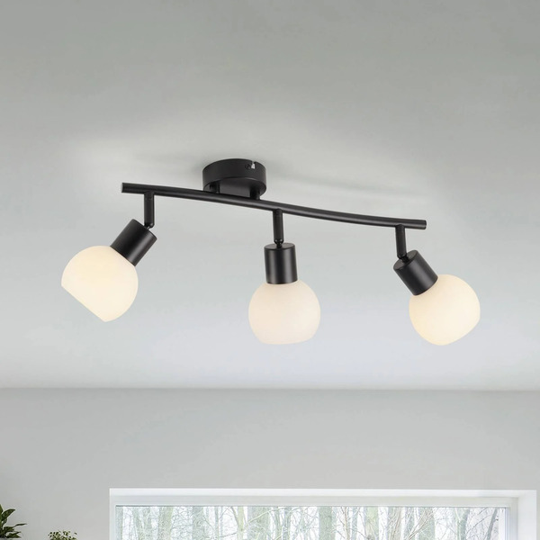  Just Light. Gmbh Just Light. Gmbh Just Light. Loki Ceiling Light, 3-bulb, Long, Black, Iron 