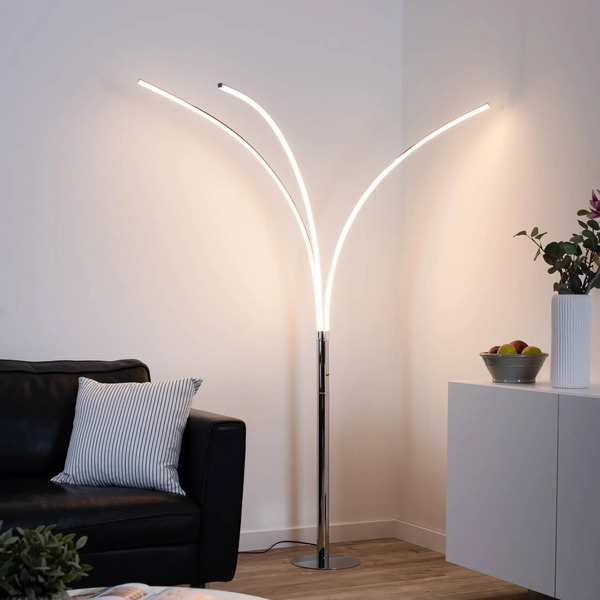  Just Light. Gmbh Just Light. Gmbh Led Floor Lamp Maja, 3-bulb Chrome 