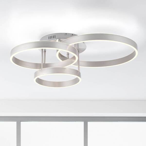  Just Light. Gmbh Just Light. Gmbh Lilluti Led Ceiling Light, Silver, Iron, Aluminium, 3 Rings 