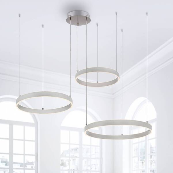  Just Light. Gmbh Just Light. Gmbh Lilluti Led Pendant Light, Silver, Iron, Aluminium, 3 Rings 