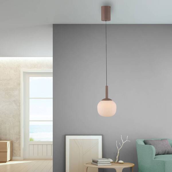  Just Light. Gmbh Just Light. Gmbh Nami Led Pendant Light, Single-bulb, White/sand, Glass, Iron 