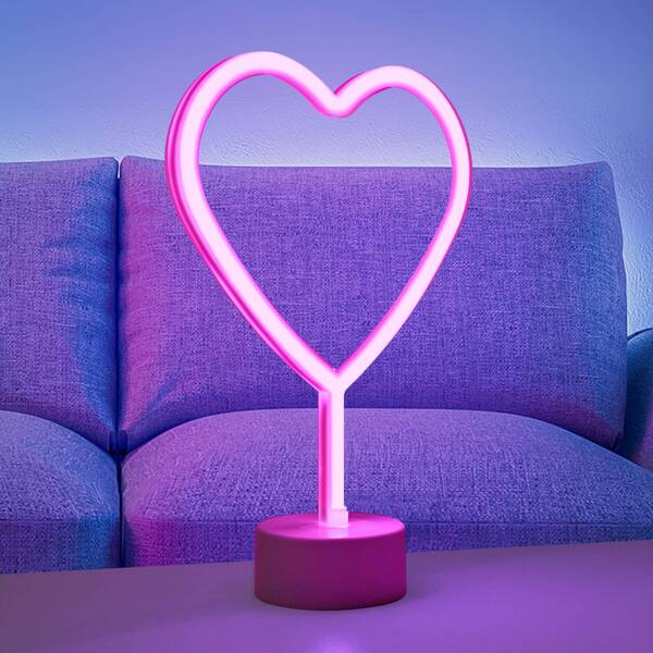  Just Light. Gmbh Just Light. Gmbh Neon Heart Led Table Lamp, Battery-powered 
