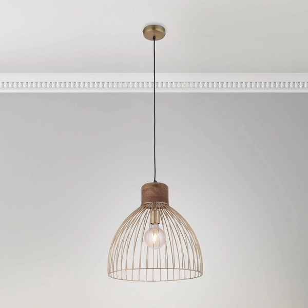  Just Light. Gmbh Just Light. Gmbh Pendant Light Alami Mango Wood Brass Matt 3-bulb. 