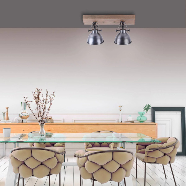  Just Light. Gmbh Just Light. Gmbh Samia Ceiling Light, 2-bulb, Mango Wood, Iron 