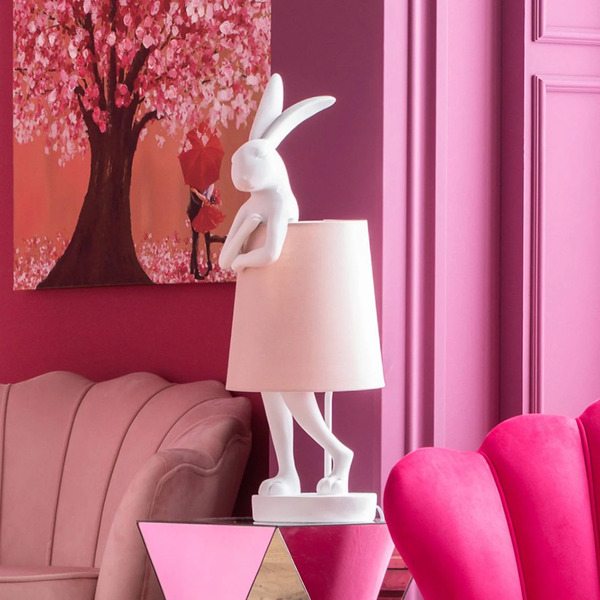  Kare Kare Animal Rabbit Table Lamp, White/pink, 68 Cm, E14 