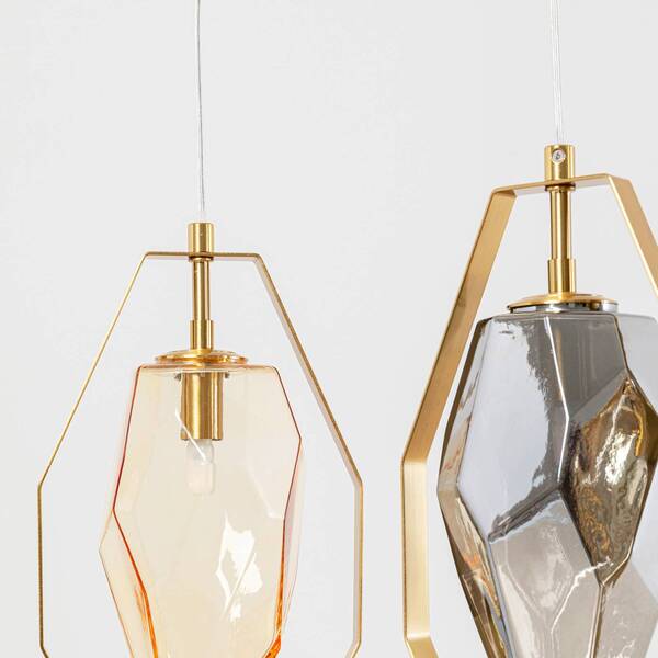  Kare Kare Diamond Fever Dining Pendant Light Brass 5-bulb Linear 