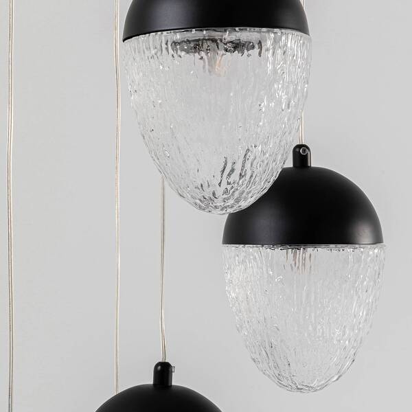  Kare Kare Frozen Pendant Light 5-bulb Spiral Black 