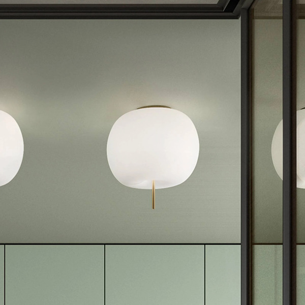  Kdln Kdln Kushi Ceiling Lamp, Brass-coloured/white, ø 16 Cm, Glass 