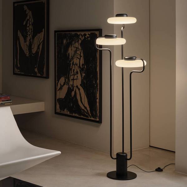  Kdln Kdln Tratto Led Floor Lamp, Black, Height 150 Cm, 3-bulb 