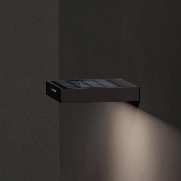  Klewe Klewe Led Solar Wall Light Ala Wall, Anthracite, Aluminium, Ip65 