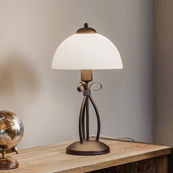 Lamkur Lamkur Adoro Table Lamp With Glass Shade, Brown 