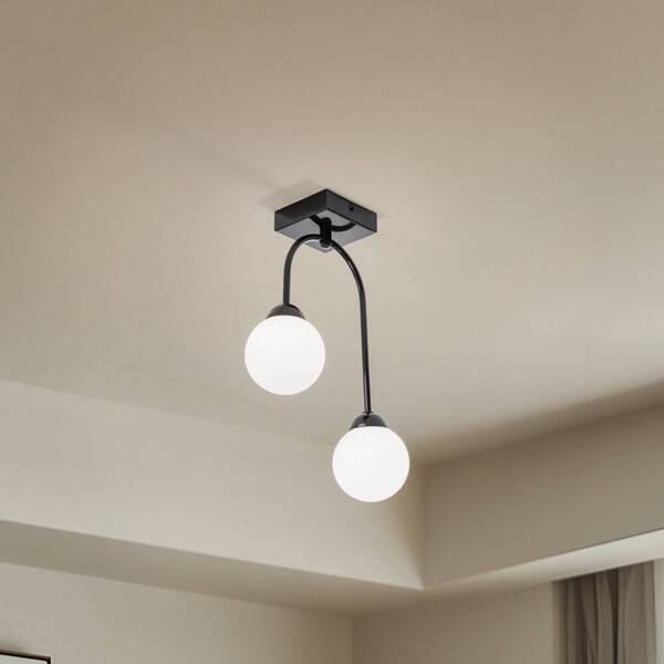  Lamkur Lamkur Bandi Ceiling Light, Black/opal, 2-bulb, G9 