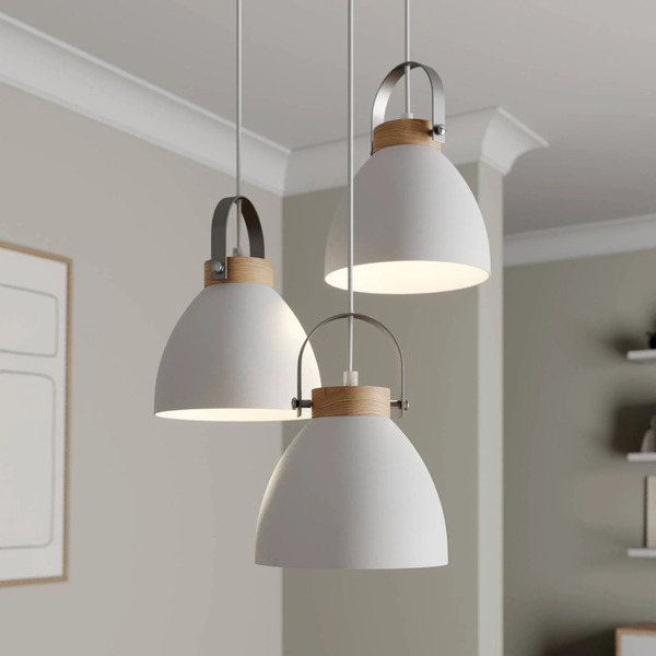  Lamkur Lamkur Bergen Pendant Light, 3-bulb, Round, White 