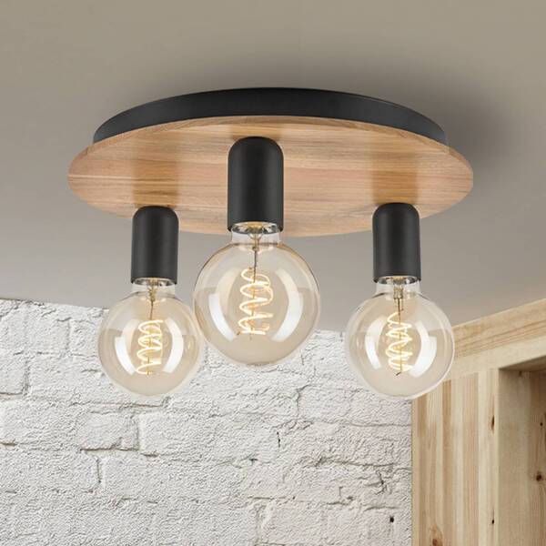  Lamkur Lamkur Dusty Ceiling Light, Beechwood, Black, ø 33 Cm, 3-bulb 