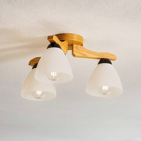  Lamkur Lamkur Haro Ceiling Light, Oak/white, 3-bulb 