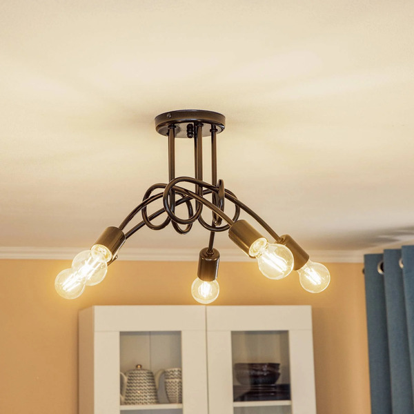  Lamkur Lamkur Joiy Ceiling Light, Interlocking, 5-bulb, Black 