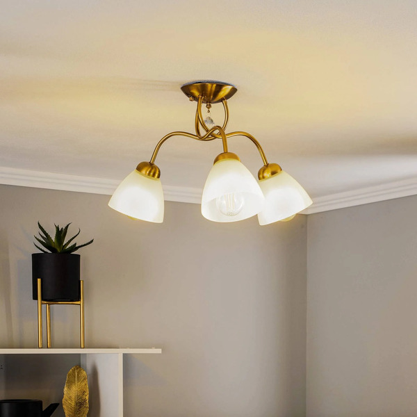  Lamkur Lamkur Miranda Ceiling Light, 3-bulb, Brass 