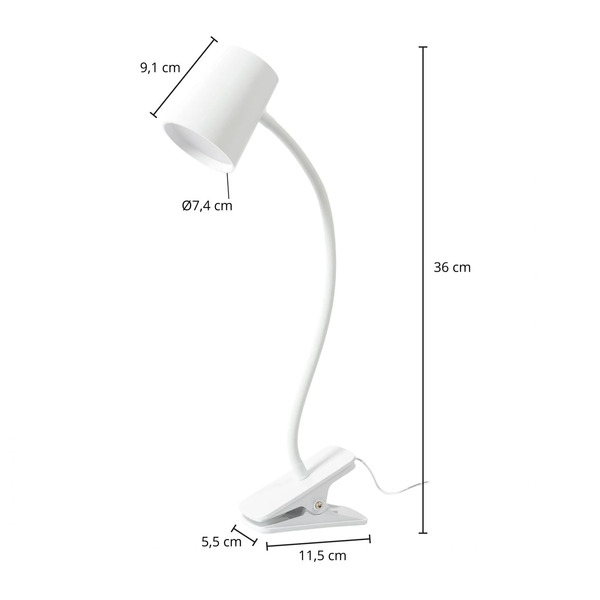  Lindby Lindby Ailina Led Table Lamp, Clamp Base, White 