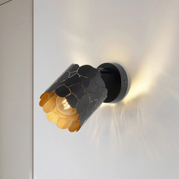 Lindby Lindby Aralena Wall Light, Black/gold, 1-bulb, ø 12cm 