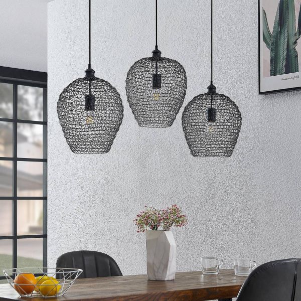  Lindby Lindby Benja Pendant Lamp, Three-bulb, Black 
