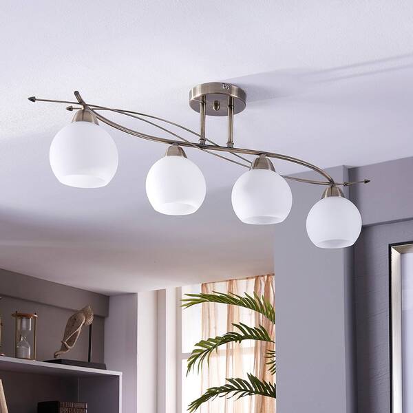  Lindby Lindby Ceiling Lamp Leanda, 80 Cm, 4-bulb, Metal, Glass 