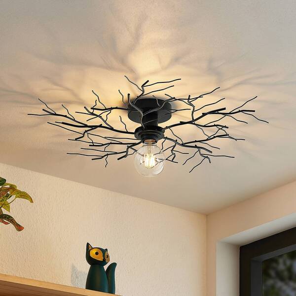  Lindby Lindby Ceiling Light Vetki, ø 60 Cm, Black, 1-bulb, Metal 