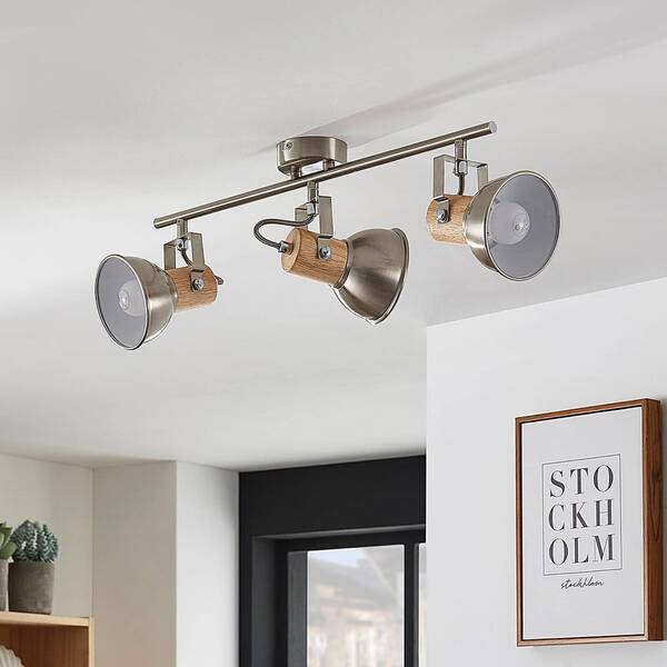  Lindby Lindby Dennis Ceiling Light With Wood, 3-bulb, Long 