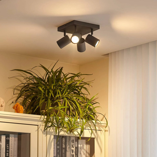  Lindby Lindby Downlight Jorell, Black, 20 Cm, Black, 4-bulb. 