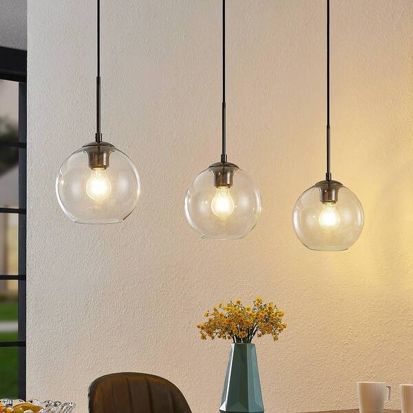  Lindby Lindby Firano Hanging Light, 110 Cm, 3-bulb, Anthracite, Glass 
