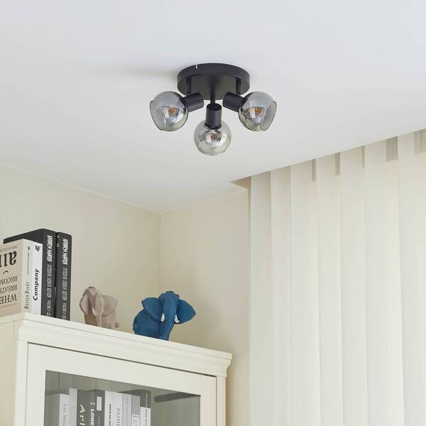  Lindby Lindby Hedvig Ceiling Light, Round, Black, 3-bulb. 