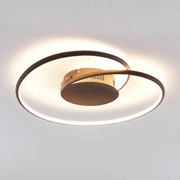  Lindby Lindby Joline Led Ceiling Lamp, ø 45 Cm, Rust Brown, Metal 