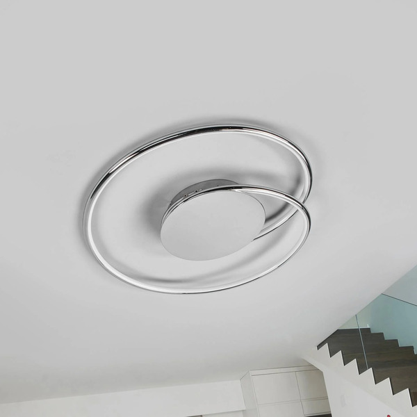  Lindby Lindby Joline Led Ceiling Lamp, Set Of 2, ø 46 Cm, Chrome Colour 